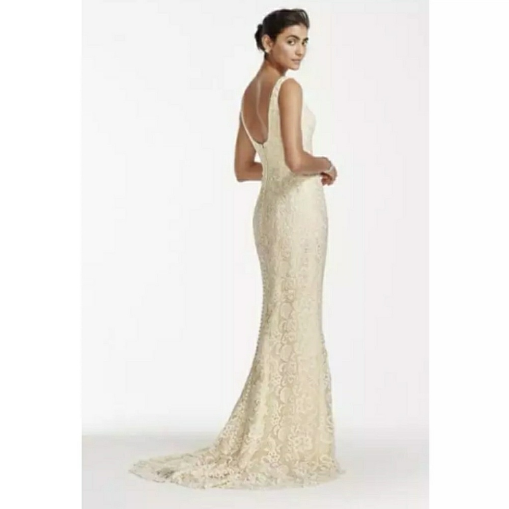 Oleg Cassini Vintage Lace Scoop Neck Wedding Dress